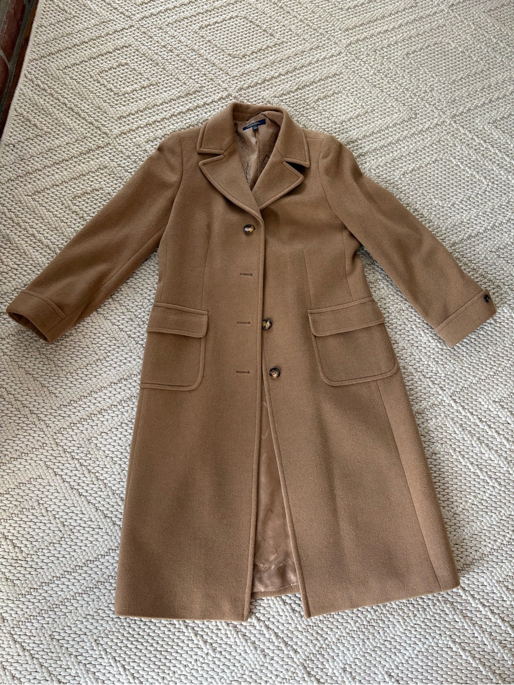 Brooks Brothers Camel Wool Single-Breasted Pea Coat